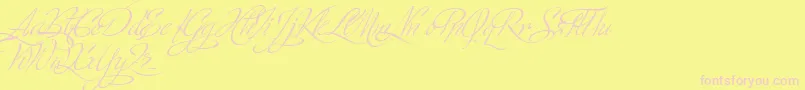 MinistryScriptStylisticHff Font – Pink Fonts on Yellow Background