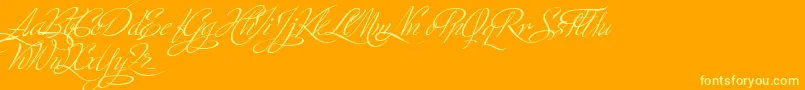 MinistryScriptStylisticHff-Schriftart – Gelbe Schriften auf orangefarbenem Hintergrund