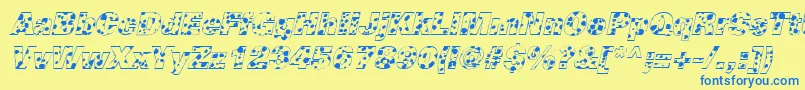 CowSpotsItalic Font – Blue Fonts on Yellow Background