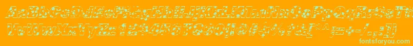 CowSpotsItalic-Schriftart – Grüne Schriften auf orangefarbenem Hintergrund