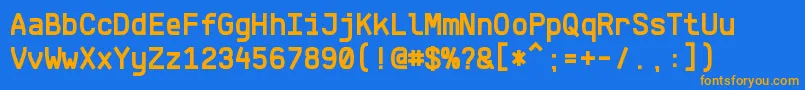 KlartextMonoBold-Schriftart – Orangefarbene Schriften auf blauem Hintergrund