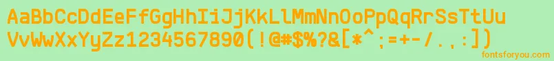 Fonte KlartextMonoBold – fontes laranjas em um fundo verde