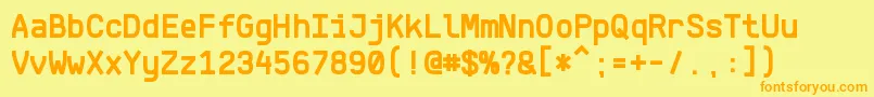Fonte KlartextMonoBold – fontes laranjas em um fundo amarelo