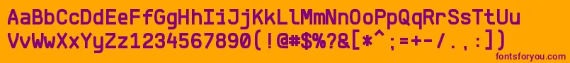 KlartextMonoBold-Schriftart – Violette Schriften auf orangefarbenem Hintergrund