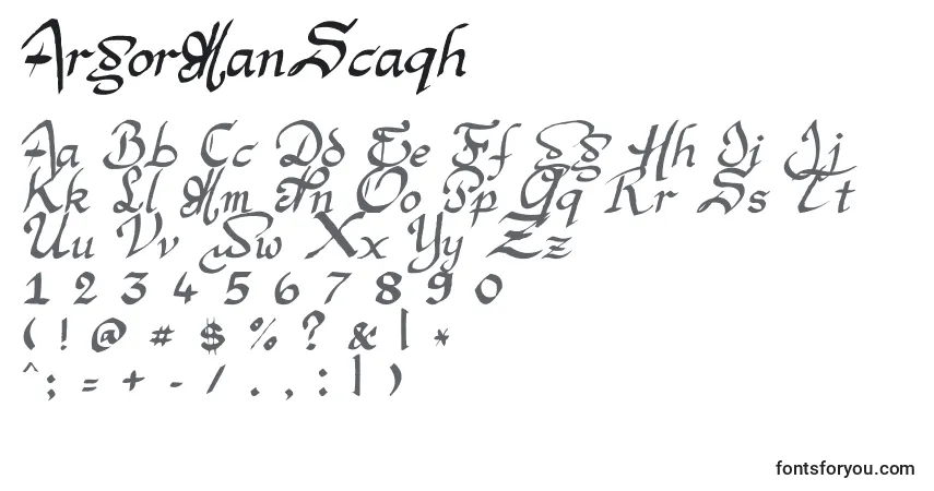 Fuente ArgorManScaqh - alfabeto, números, caracteres especiales