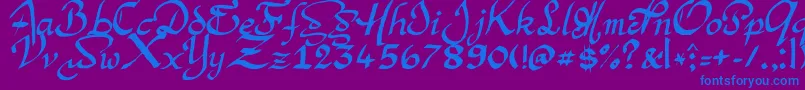 ArgorManScaqh-Schriftart – Blaue Schriften auf violettem Hintergrund