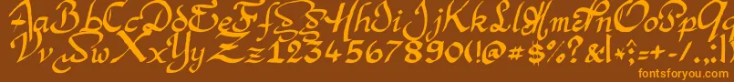 Weitere Informationen zur ArgorManScaqh-Schriftart ArgorManScaqh-Schriftart – Orangefarbene Schriften auf braunem Hintergrund