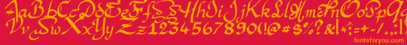 ArgorManScaqh Font – Orange Fonts on Red Background