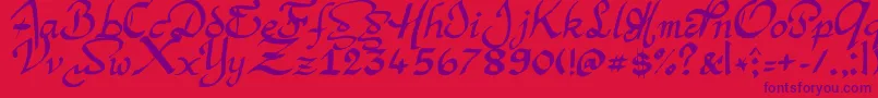 ArgorManScaqh-Schriftart – Violette Schriften auf rotem Hintergrund