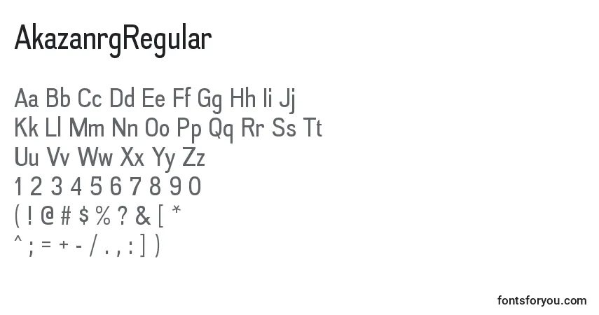 Czcionka AkazanrgRegular – alfabet, cyfry, specjalne znaki