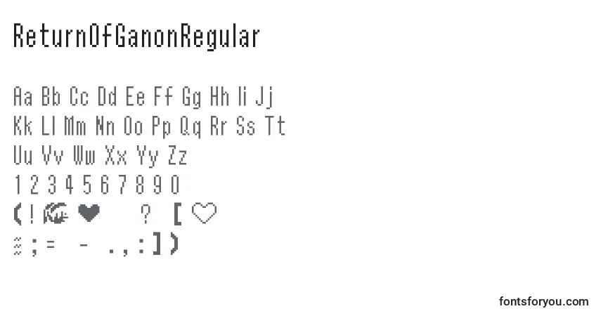 Czcionka ReturnOfGanonRegular – alfabet, cyfry, specjalne znaki
