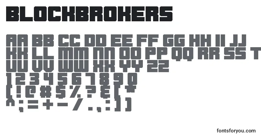 A fonte Blockbrokers – alfabeto, números, caracteres especiais