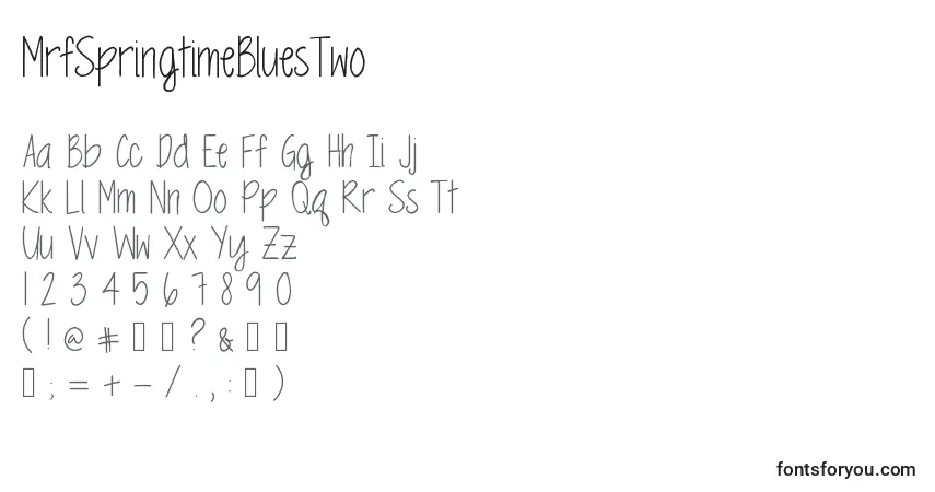 Schriftart MrfSpringtimeBluesTwo – Alphabet, Zahlen, spezielle Symbole