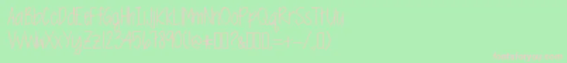 MrfSpringtimeBluesTwo-fontti – vaaleanpunaiset fontit vihreällä taustalla