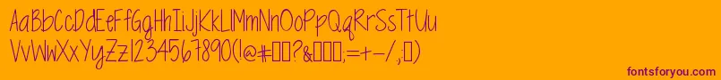 Więcej informacji o czcionce MrfSpringtimeBluesTwo Czcionka MrfSpringtimeBluesTwo – fioletowe czcionki na pomarańczowym tle