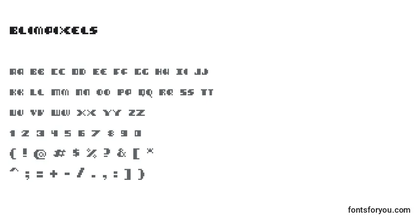 Schriftart Blimpixels – Alphabet, Zahlen, spezielle Symbole
