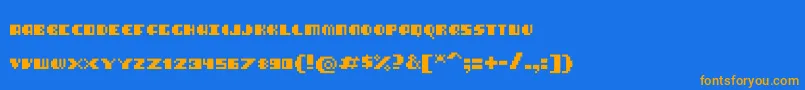 Blimpixels Font – Orange Fonts on Blue Background