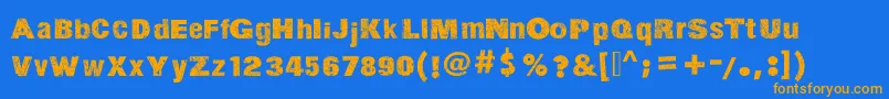ActionOfTheTime-Schriftart – Orangefarbene Schriften auf blauem Hintergrund