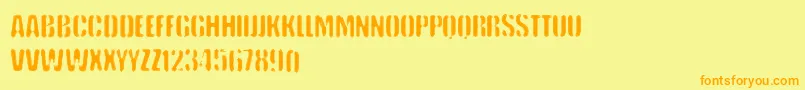 Saiba mais sobre a fonte VtksKeystorm Fonte VtksKeystorm – fontes laranjas em um fundo amarelo