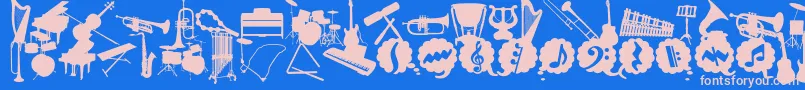WcMusicaBta-Schriftart – Rosa Schriften auf blauem Hintergrund