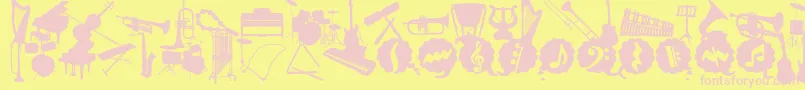 Fonte WcMusicaBta – fontes rosa em um fundo amarelo