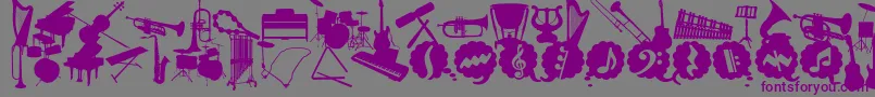 フォントWcMusicaBta – 紫色のフォント、灰色の背景