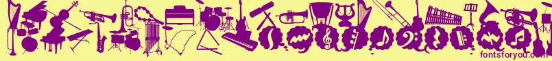 WcMusicaBta Font – Purple Fonts on Yellow Background