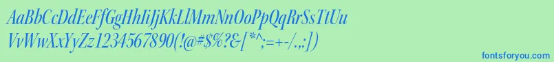 KeplerstdMediumcnitdisp-fontti – siniset fontit vihreällä taustalla