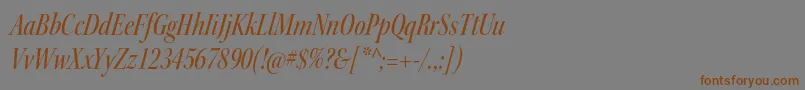 フォントKeplerstdMediumcnitdisp – 茶色の文字が灰色の背景にあります。