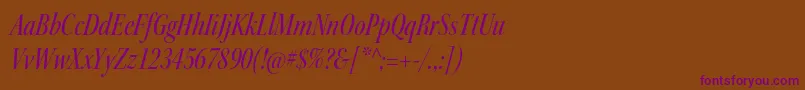 KeplerstdMediumcnitdisp-fontti – violetit fontit ruskealla taustalla
