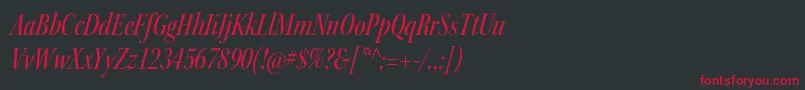 KeplerstdMediumcnitdisp-fontti – punaiset fontit mustalla taustalla