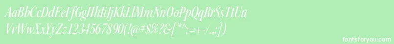 KeplerstdMediumcnitdisp-fontti – valkoiset fontit vihreällä taustalla