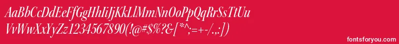 KeplerstdMediumcnitdisp-fontti – valkoiset fontit punaisella taustalla