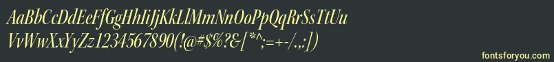 KeplerstdMediumcnitdisp-fontti – keltaiset fontit mustalla taustalla