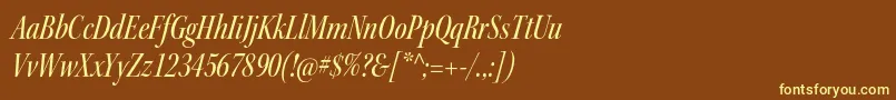 KeplerstdMediumcnitdisp-Schriftart – Gelbe Schriften auf braunem Hintergrund
