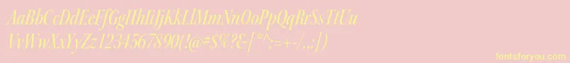 KeplerstdMediumcnitdisp-fontti – keltaiset fontit vaaleanpunaisella taustalla