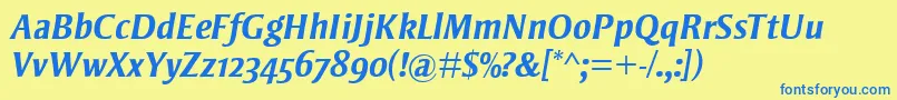 StrayhornMtOsfBoldItalic Font – Blue Fonts on Yellow Background