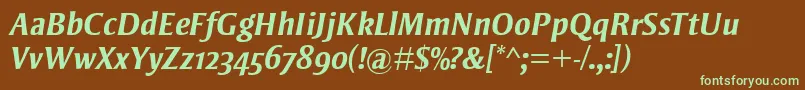 StrayhornMtOsfBoldItalic Font – Green Fonts on Brown Background