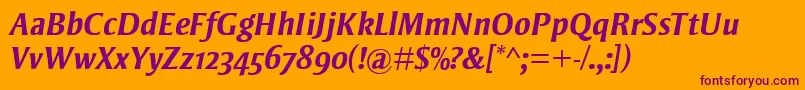 StrayhornMtOsfBoldItalic Font – Purple Fonts on Orange Background