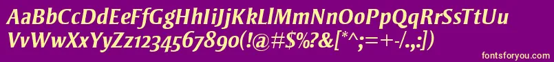 StrayhornMtOsfBoldItalic Font – Yellow Fonts on Purple Background
