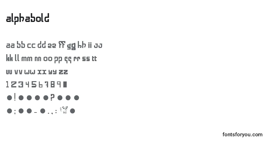 Schriftart Alphabold – Alphabet, Zahlen, spezielle Symbole
