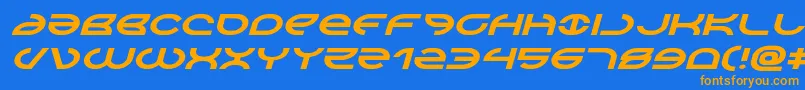 フォントAetherfoxexpandital – オレンジ色の文字が青い背景にあります。