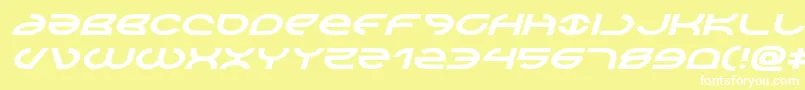 Aetherfoxexpandital-Schriftart – Weiße Schriften auf gelbem Hintergrund