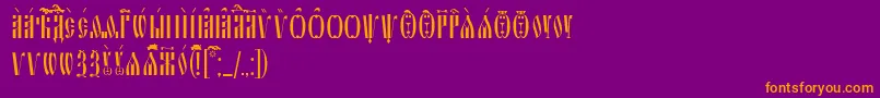SlavjanicUcs-fontti – oranssit fontit violetilla taustalla