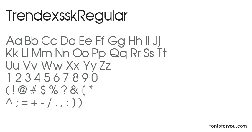Шрифт TrendexsskRegular – алфавит, цифры, специальные символы