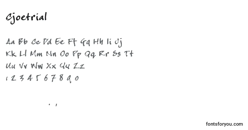 Schriftart Cjoetrial (107777) – Alphabet, Zahlen, spezielle Symbole