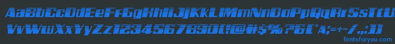 フォントGalacticstormhalfital – 黒い背景に青い文字
