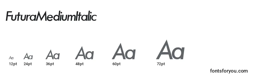 Größen der Schriftart FuturaMediumItalic