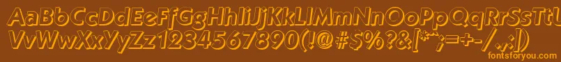 KoblenzshadowBolditalic-Schriftart – Orangefarbene Schriften auf braunem Hintergrund