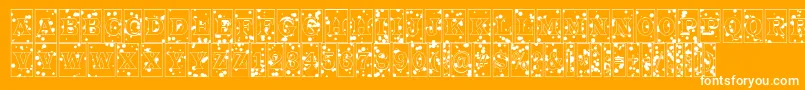 ATrianglercminkbl-Schriftart – Weiße Schriften auf orangefarbenem Hintergrund